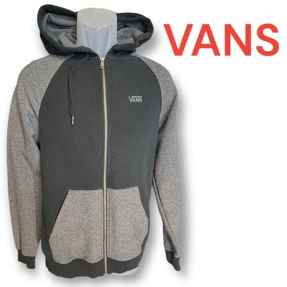 Vans Men’s Gray Black Full Zip Hoodie Sweatshirt Jacket Size Small Casual - Picture 2 of 11